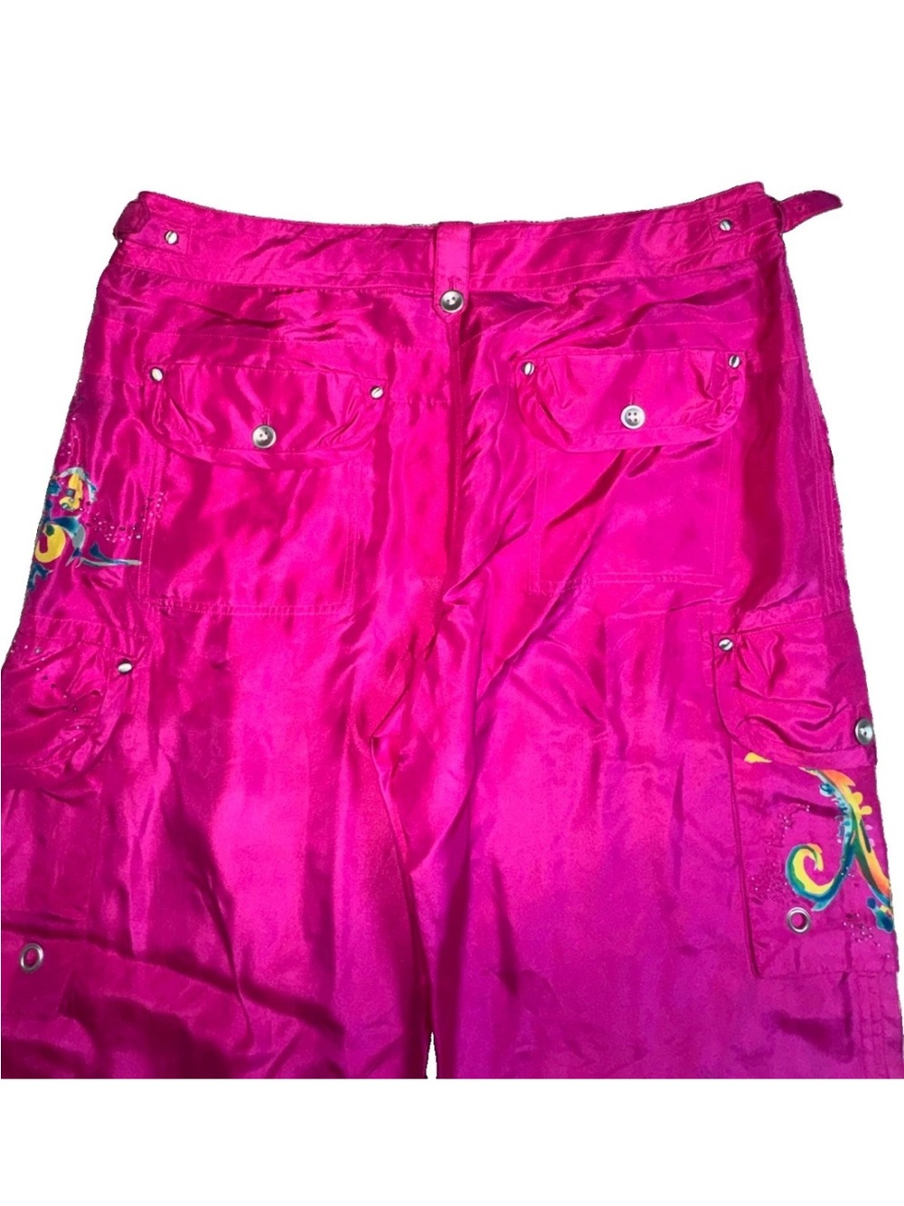 Ralph Lauren Bali Brits Collection Silk Beaded Cargo Pants Pink Sz 12 NWT $498 - Picture 7 of 16
